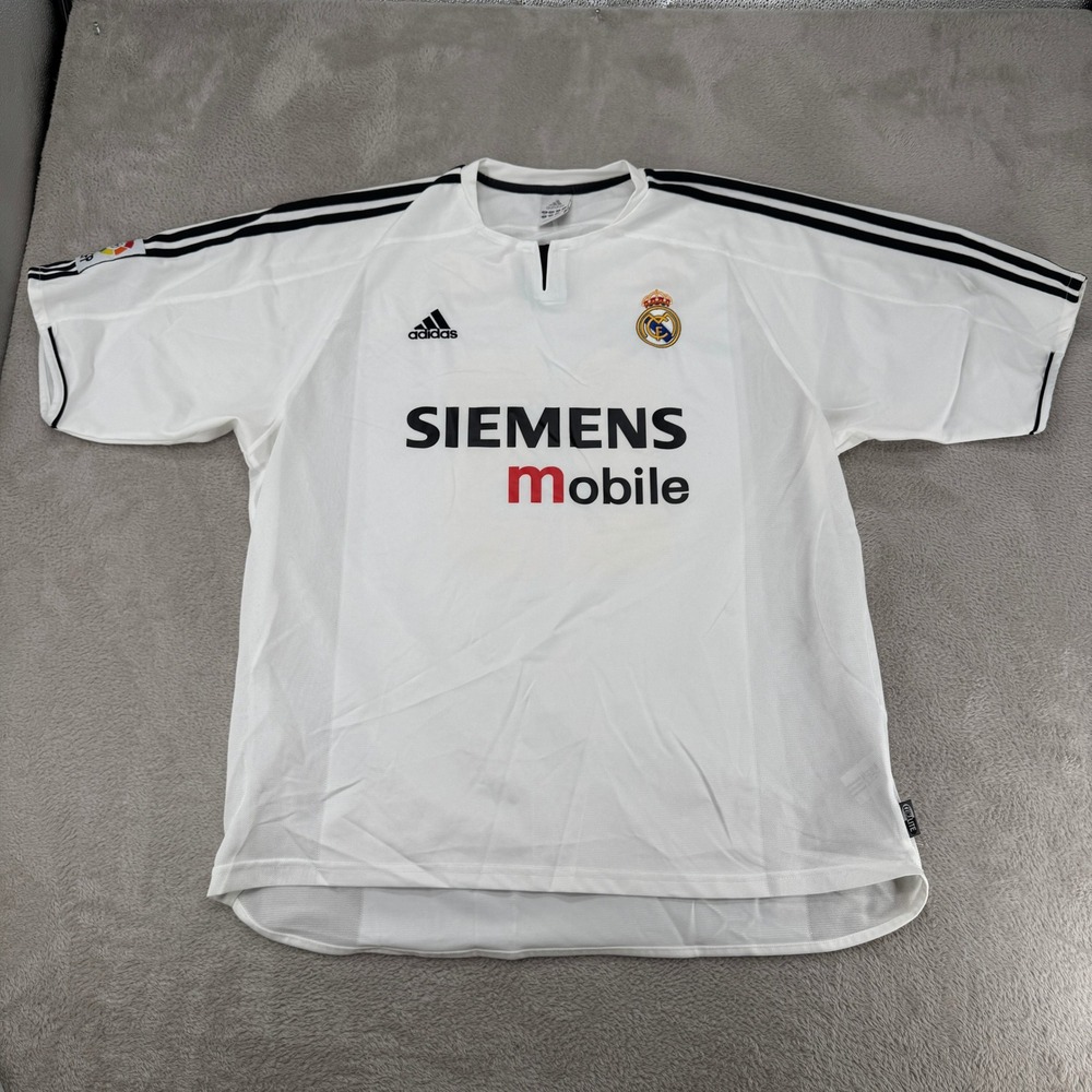 Vintage Adidas Real Madrid Beckham Jersey Mens 2XL White Preowned Stains 2003/04
